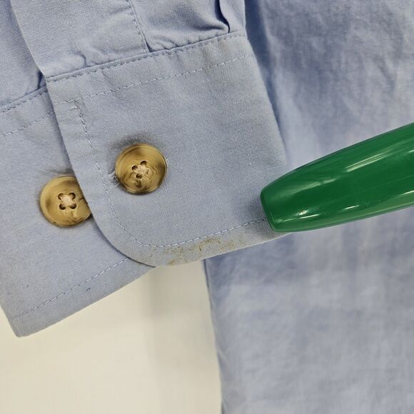 Duluth Trading Shirt Mens Large Fishing Button Down Casual Blue L Bamboo Rayon - Picture 4 of 12